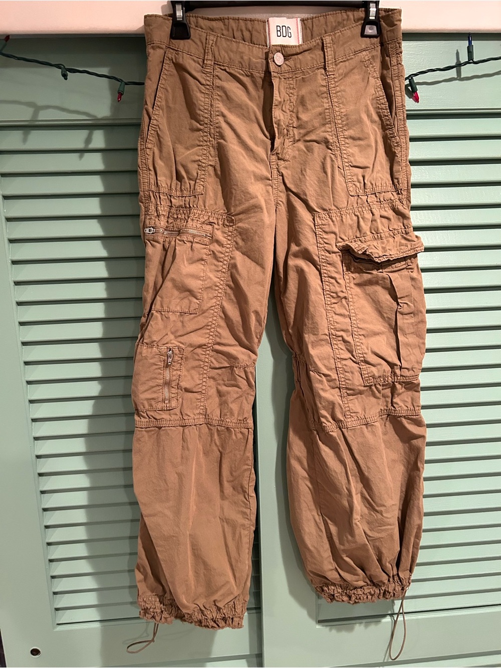 BDG Women's Tan Boot‑Cut Cargo Jumpsuit Pants
